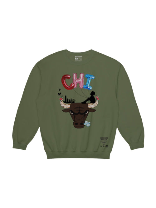 Sue Tsai Bulls Crewneck Green Sweatshirt