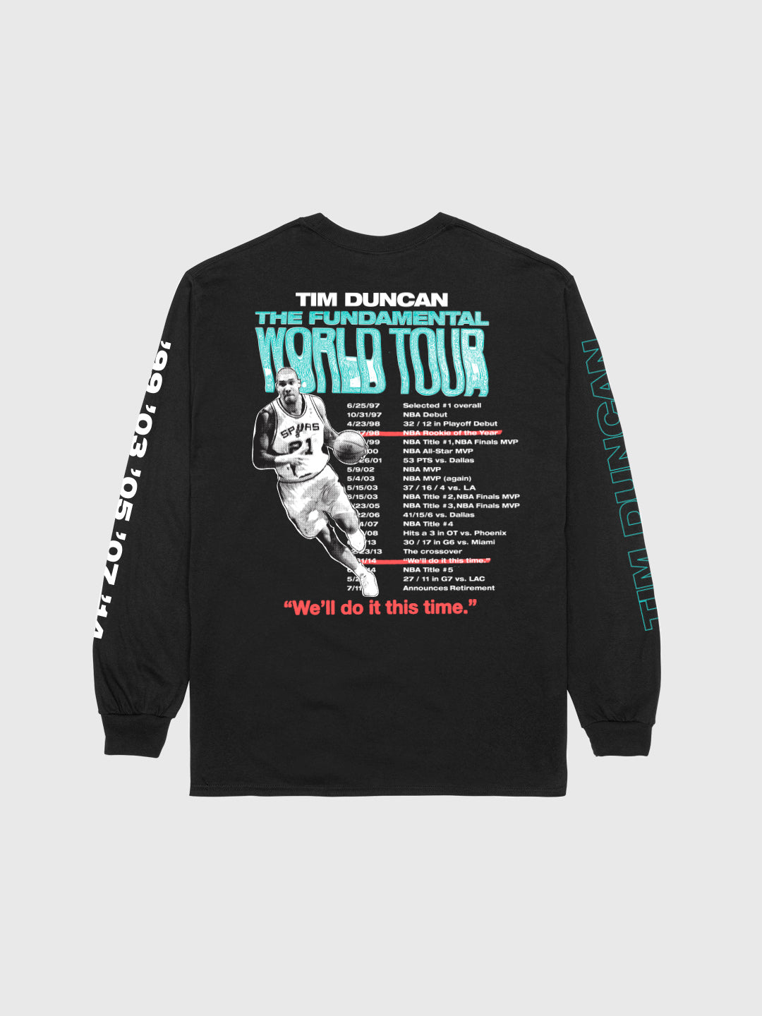 Tim Duncan World Tour Black Long Sleeve T-Shirt