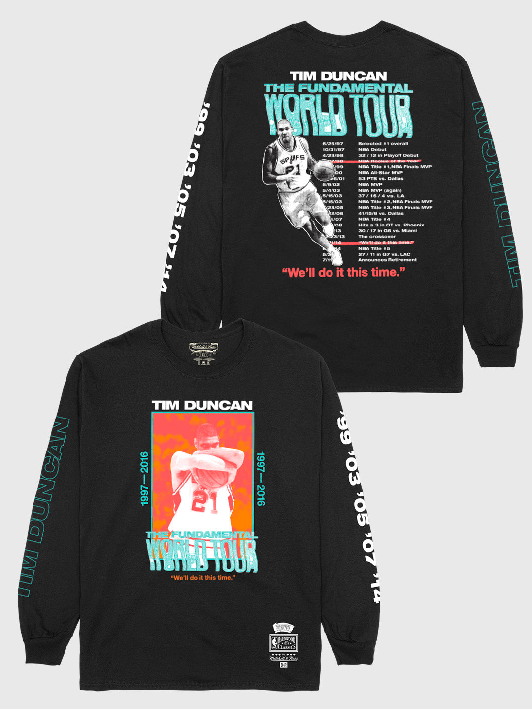 Tim Duncan World Tour Black Long Sleeve T-Shirt